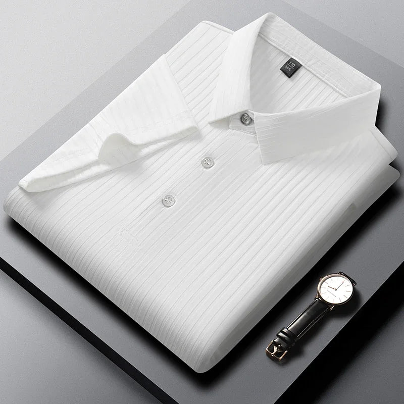 Striped Short‑Sleeve Polo Shirt