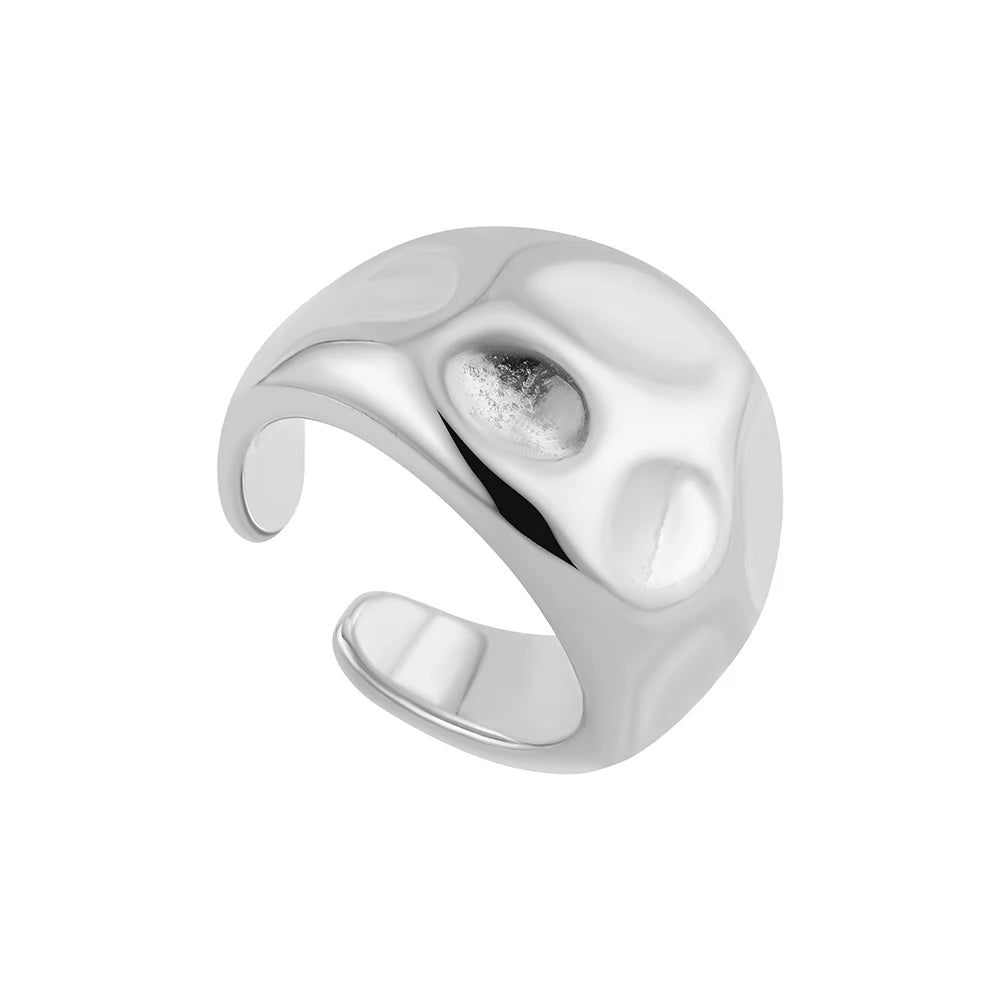 Vintage Stainless Steel Rings for Women Punk Chunky Irregular Smooth Adjustable Open Ring Jewelry Weddings Gifts