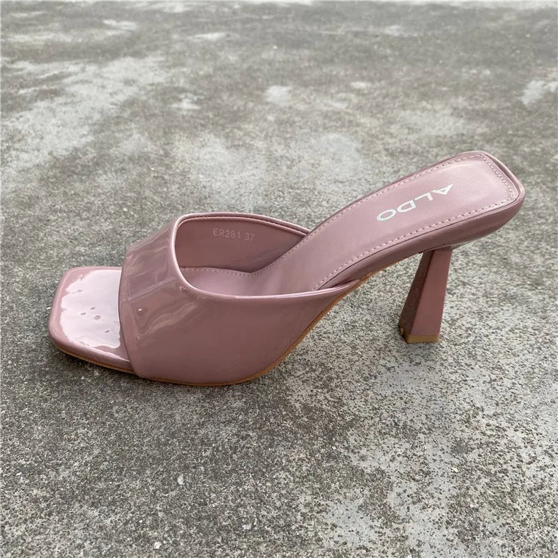 Women’s Square‑Head Thin High‑Heel Slippers