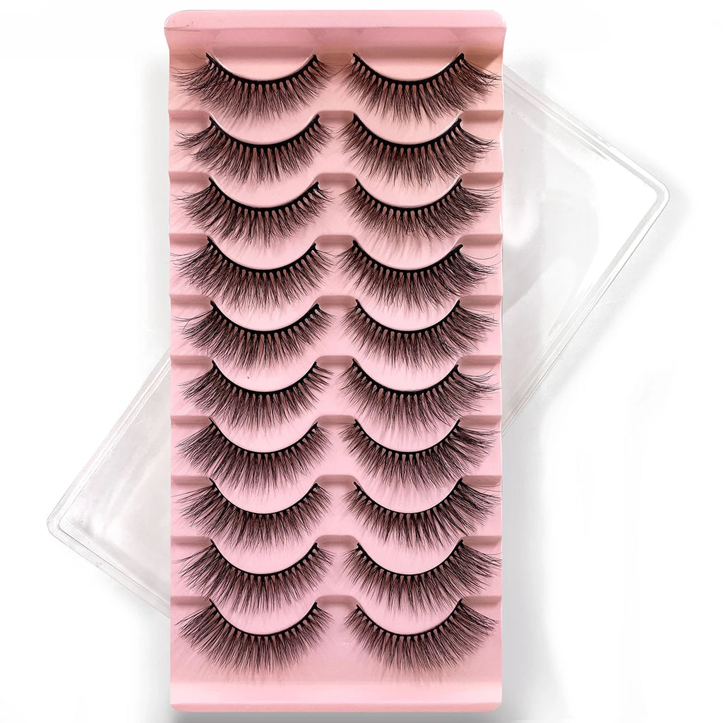 10Pairs Multipack 3D Mink Lashes False Eyelashes Handmade Wispy Fluffy Long Lashes Natural Eye Makeup Tools Eye Lashes H13 E08