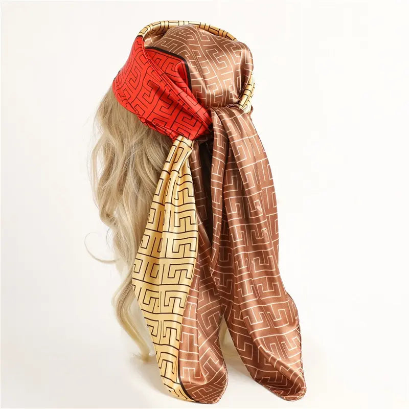 90cm Silk Satin Hijab Square Scarf Women Luxury Print Elegant Hair Hand Bag Foulard Shawl Wraps Neck Tie Headkerchief Bandana