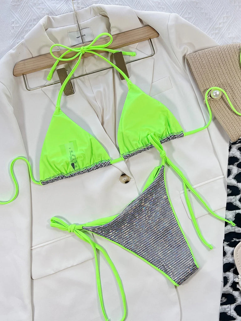 Women’s 2025 Leopard Micro Bikini – Brazilian Thong Halter Lace‑Up Swimsuit, Sexy Two‑Piece BeachwearSexy Leopard Micro Bikini 2025 Women Swimsuit Female Swimwear Thong Bikinis Set Brazilian Halter Beach Wear Lace Up Bathing Suit
