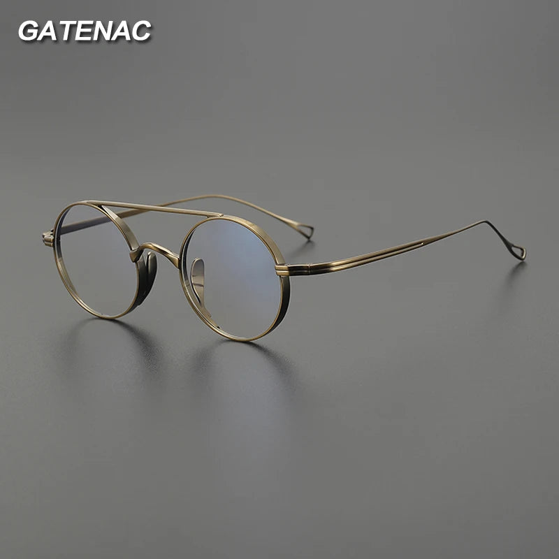 Vintage Pure Titanium Eyeglasses Frame Men Retro Round Pilot Glasses Frame Women Japan Luxury Brand Designer Small Face Eyewear