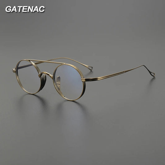 Vintage Pure Titanium Eyeglasses Frame Men Retro Round Pilot Glasses Frame Women Japan Luxury Brand Designer Small Face Eyewear