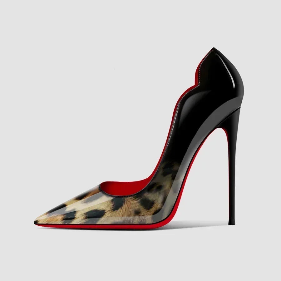 Women’s Gradient Red‑Bottom Leopard High Heels