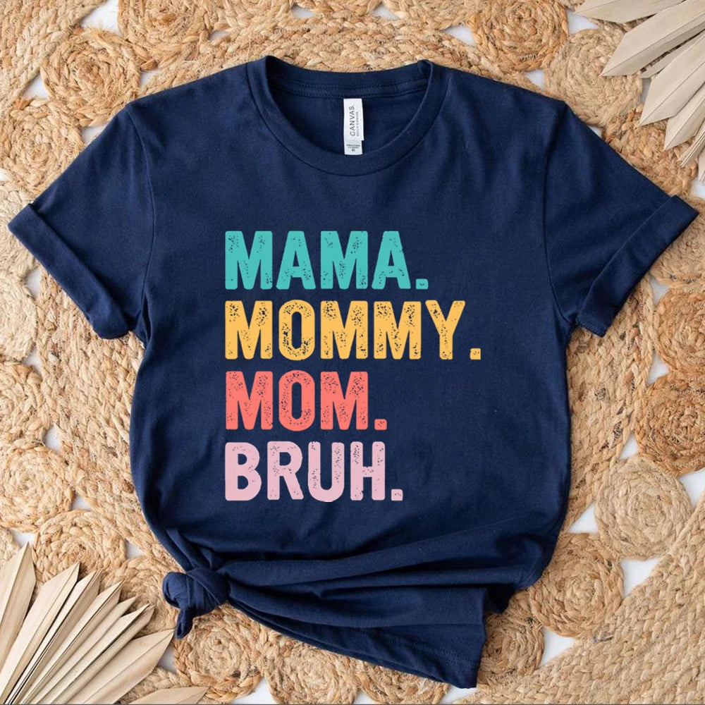Mama Mommy Mom Bruh T Shirt Mom Shirt Mama Life Shirts Mother's Day T-shirt Women Summer Trendy Short Sleeve Casual Tops