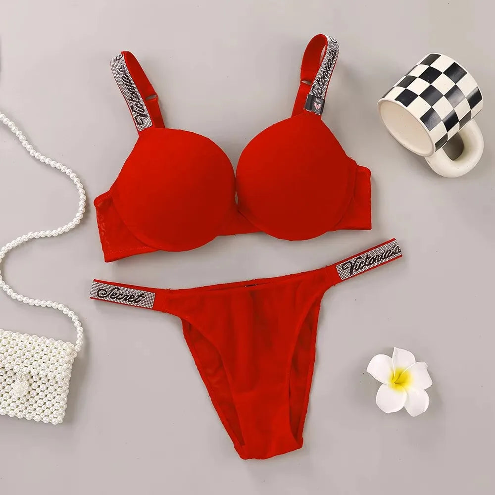 Victoria's Secret Women's New Sexy Lingerie Sporty Classic Padded Adjustable push up Lingerie Underwear Set Bras and Panty Set