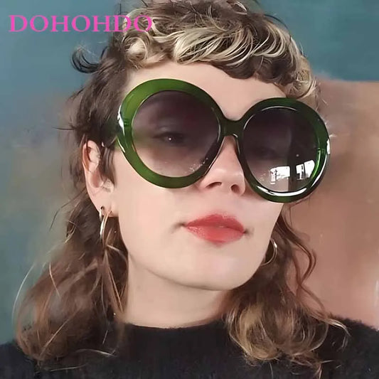 2025 Vintage Oversized Round Sunglasses Women Luxury Brand Design Big Frame Sun Glasses Unisex Outdoors Riding Eyeglasses UV400