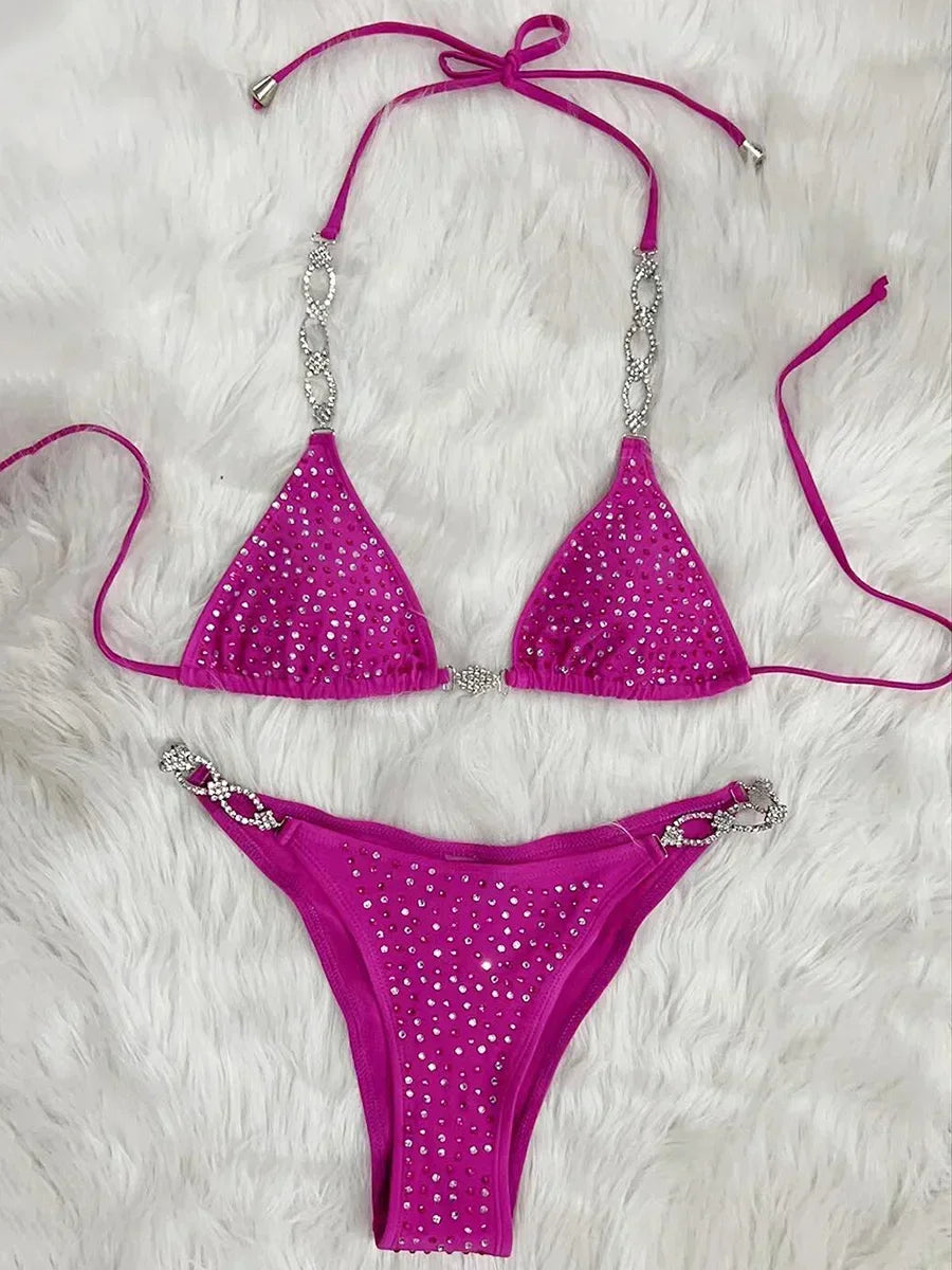 Shiny Sequin Rhinestone Bikini