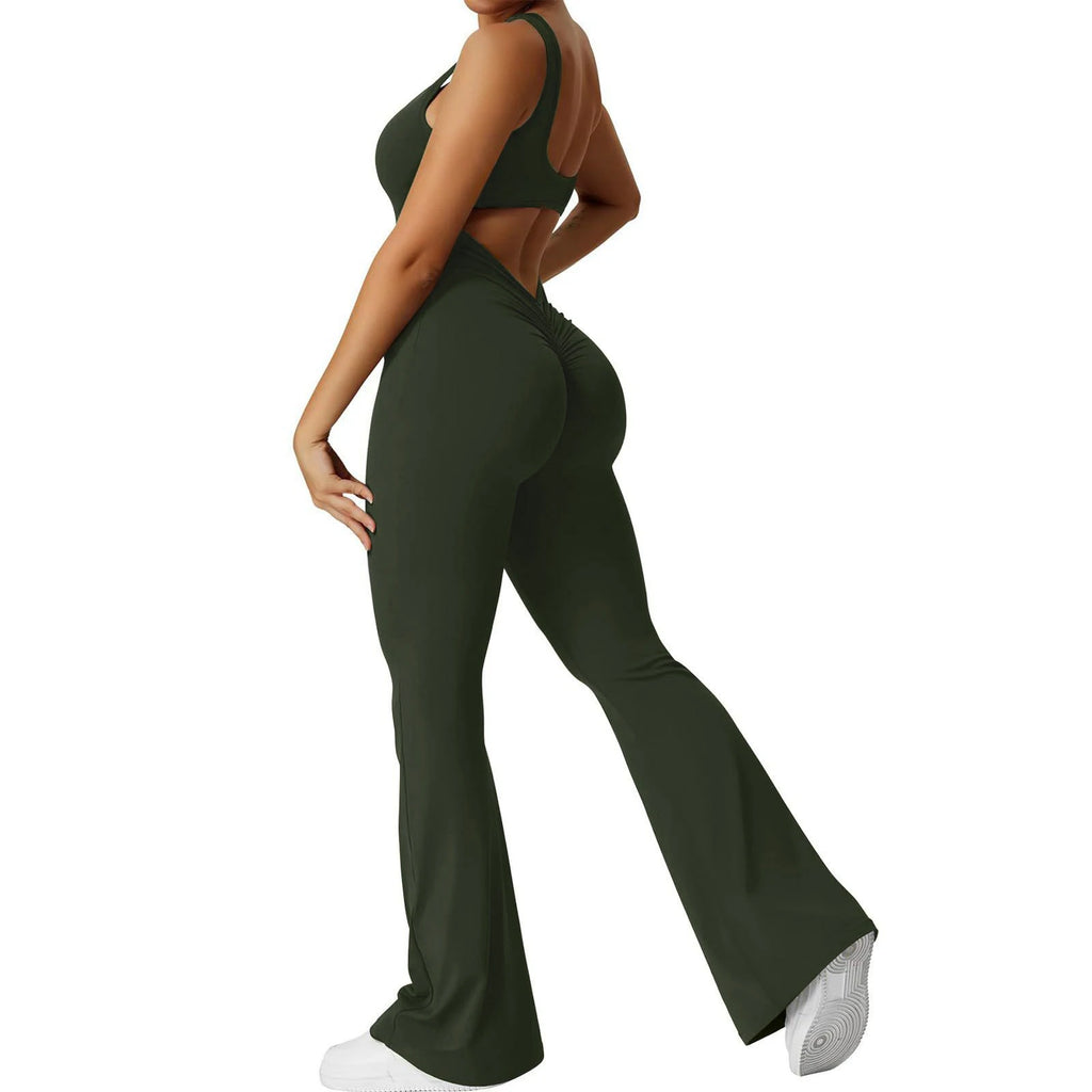 2025 Spring and Summer New Women's Slim Hip Lifting One-piece U Neck Sexy Backless Sleeveless Sports Yoga Clothing