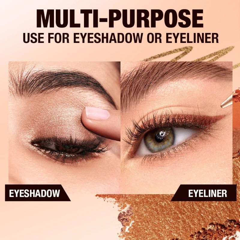 NEW 2 IN 1 Pearlescent Eye Shadow Pen Pointed Eyeliner Stick Caramel Brown Black Eyeshadow Makeup Silky Smooth Lasting Eyeshadow