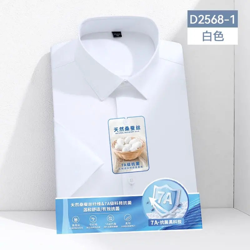 Mulberry Silk Wrinkle‑Resistant White Shirt