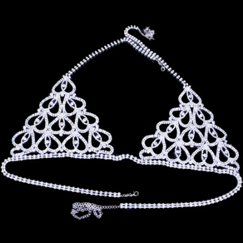 Women’s Rhinestone Heart Bra & Thong Set – Shiny Crystal Bikini Cover‑Up for Party & Beachwear 2026