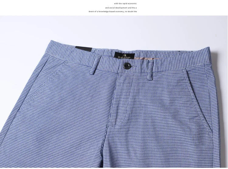 Slim Plaid Blue Suit Pants