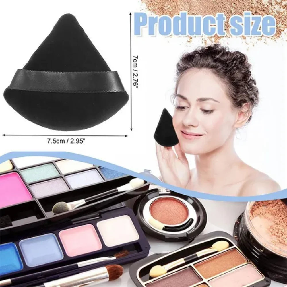 10Pcs Triangle Powder Puff Mini Face Makeup Sponge Cosmetics Soft Cotton Face Powder Puff Washable Velvet Makeup Puff Tools