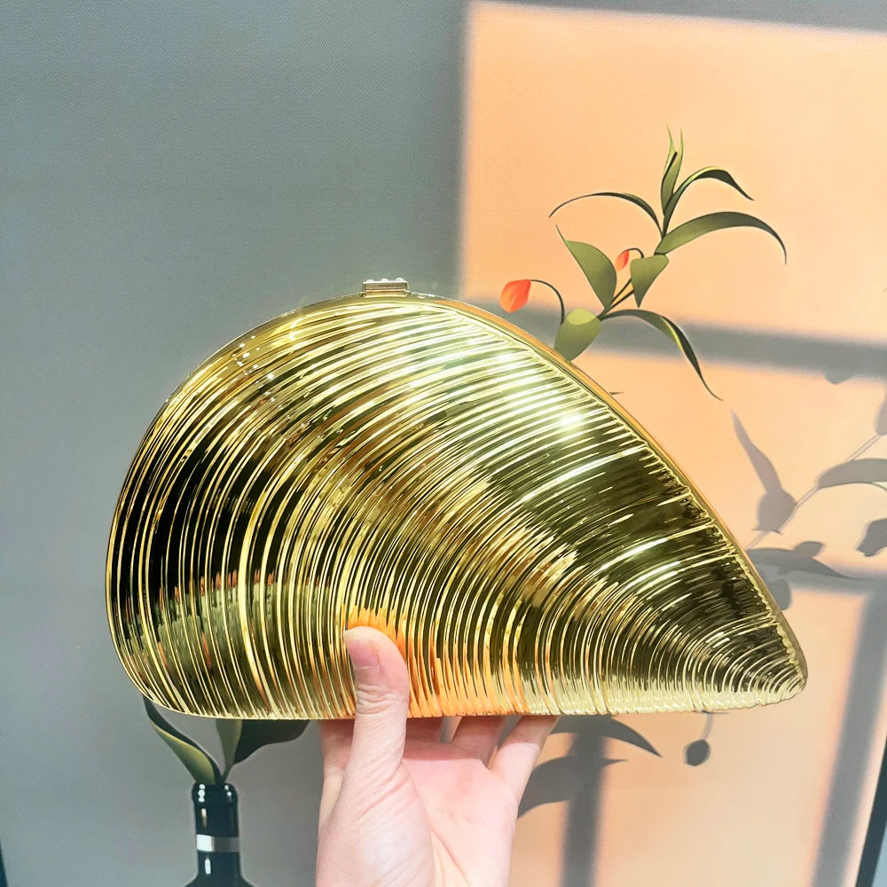 Golden Evening bag Purses and handbag luxury Designer shoulder bags funny shape Party Wedding Acrylic Shiny Clutch purse
