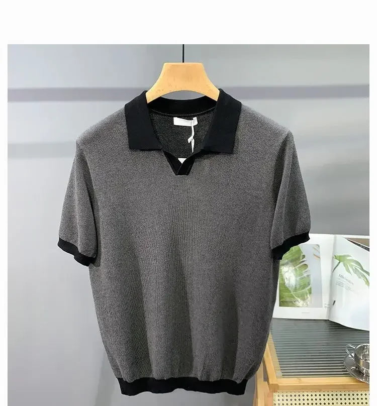 Italian Cuban Collar Ice Silk Polo