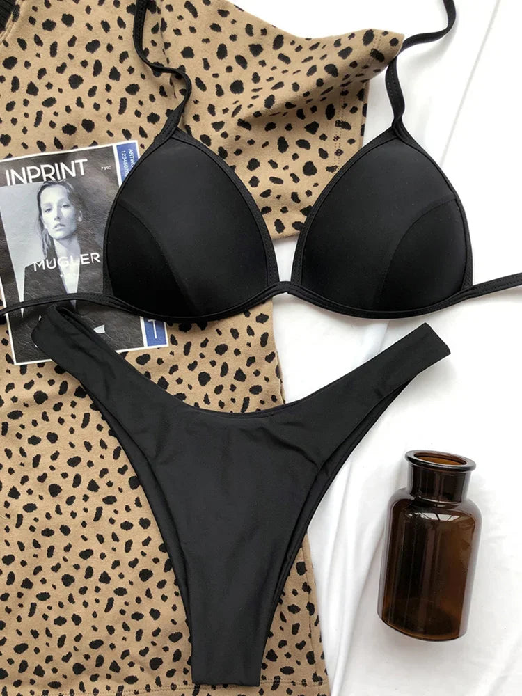 Halter Bra‑Cup Push‑Up Bikini