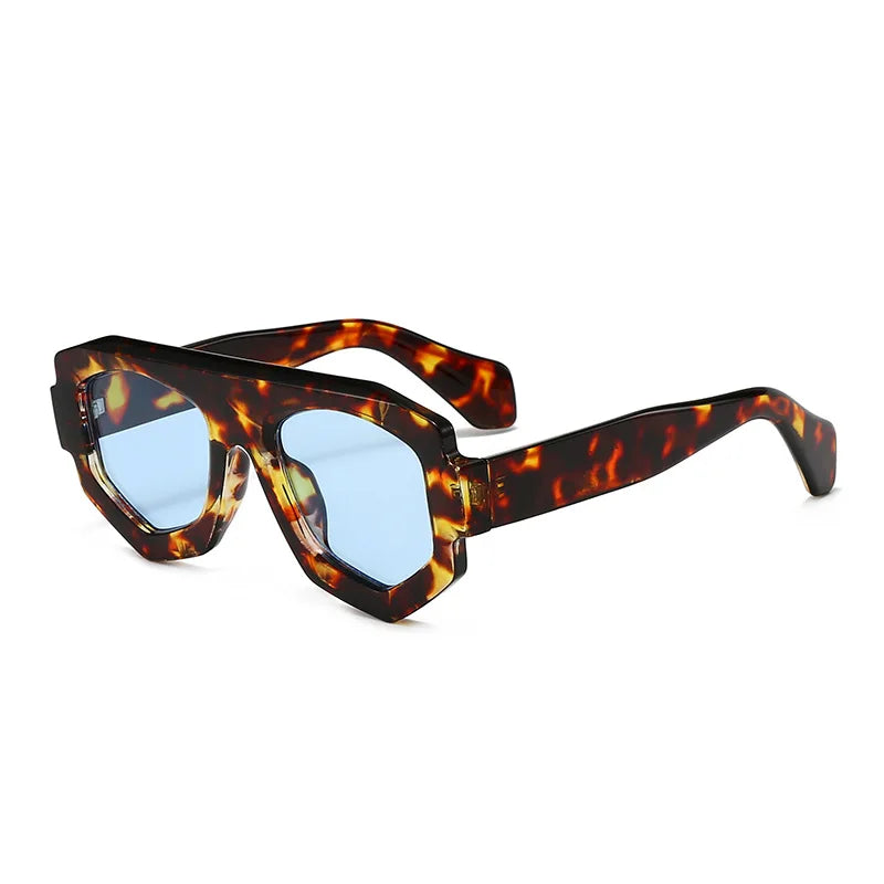 SO&EI Fashion Irregular Square Women Sunglasses Shades UV400 Retro Blue Purple Men Sun Glasses