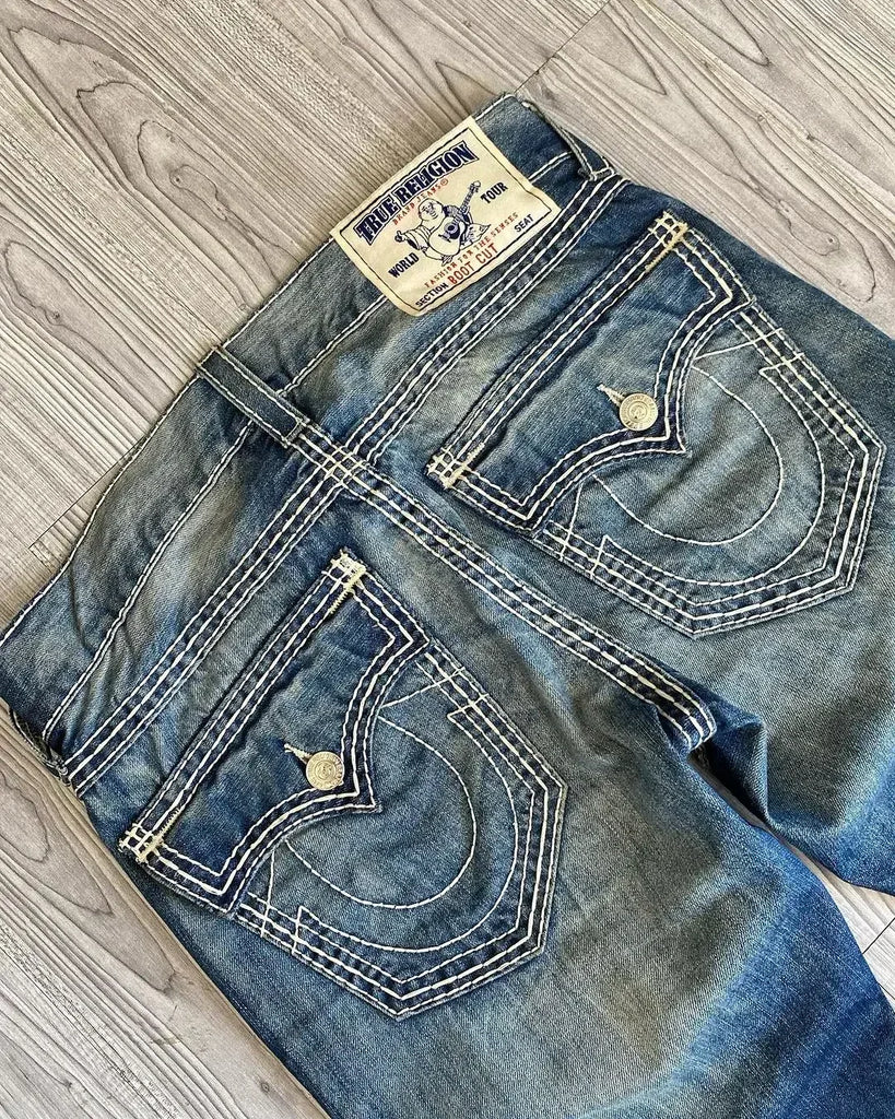 90s High Street Retro American Trend Embroidery Women Jeans Fashion Korean Version Harajuku Gothic Straight Wide-Leg Pants