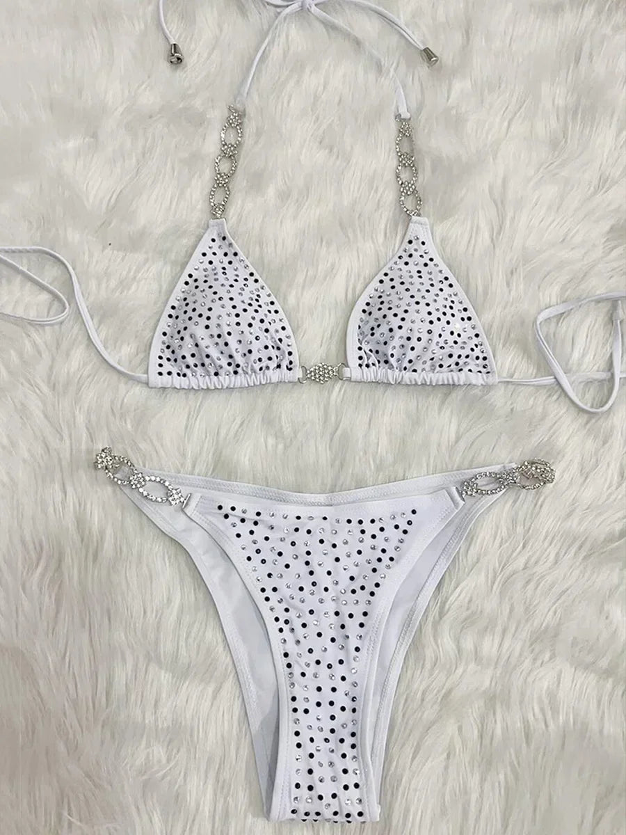 Shiny Sequin Rhinestone Bikini