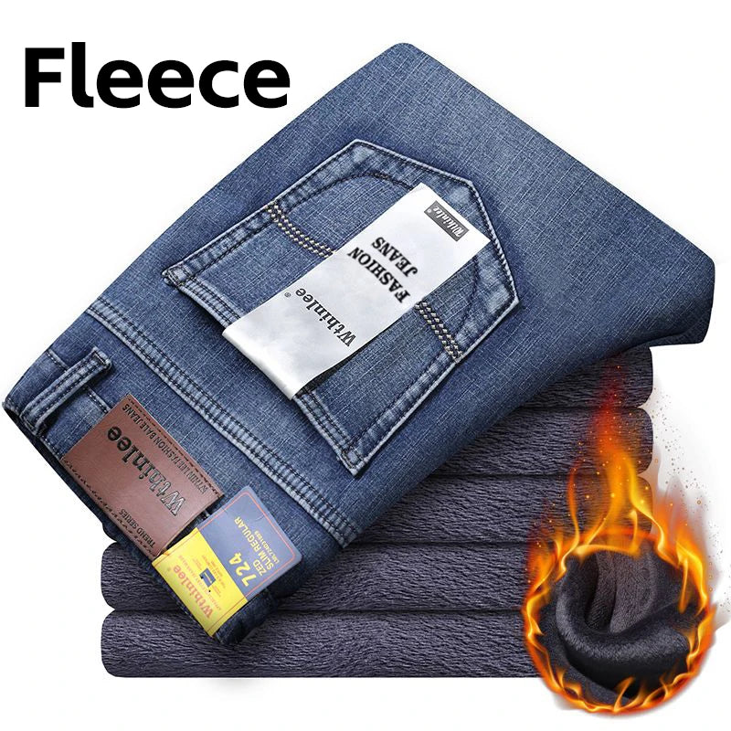 Men’s Straight Stretch Jeans – Business‑Casual Work Denim Pants | Classic Blue & Black
