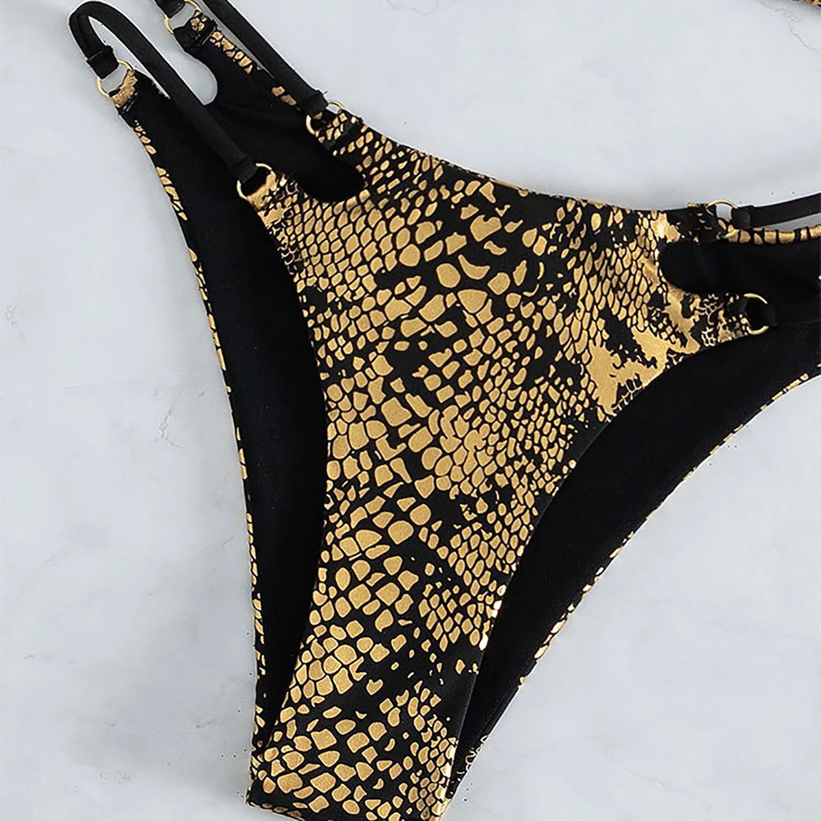 Leather Snake‑Pattern Bikini