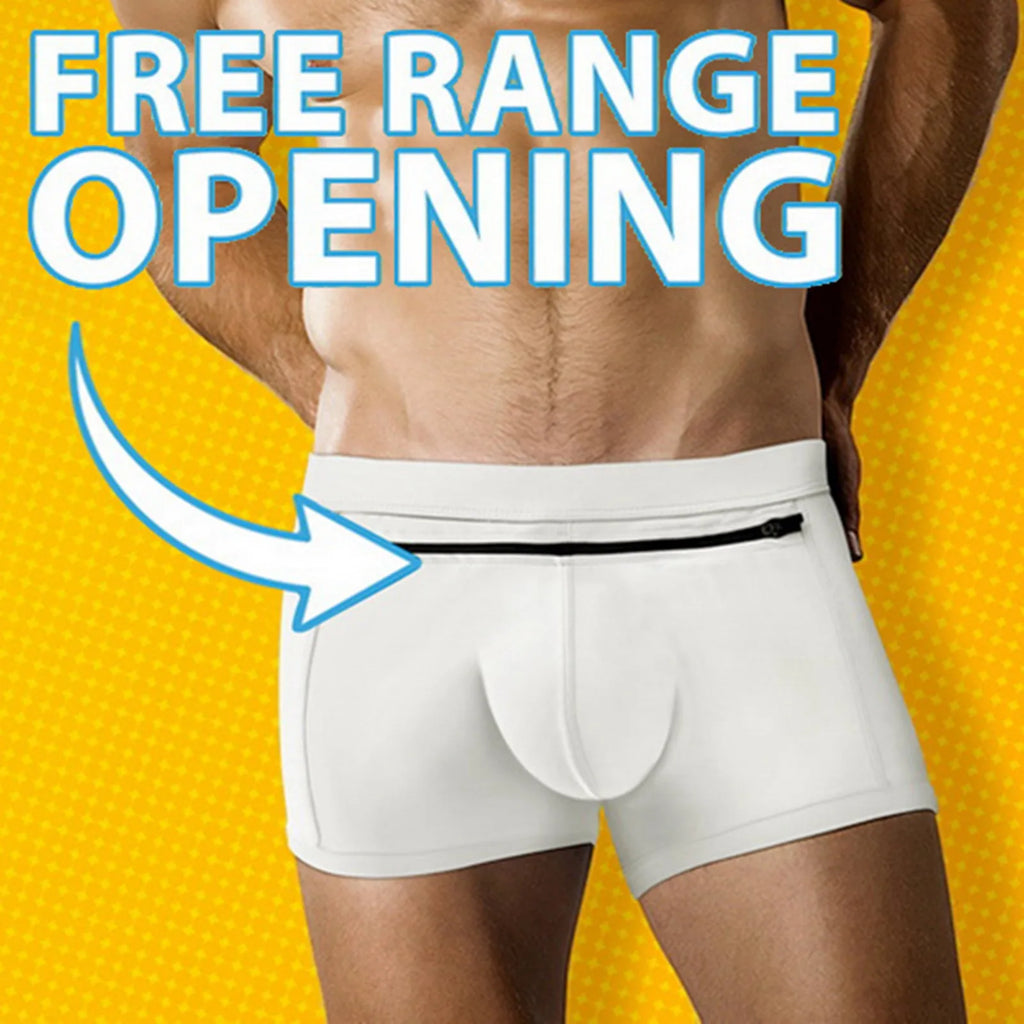 Men’s Summer Swim Boxer Shorts – Breathable Zipper‑Design Sporty Swimming Trunks Beachwear