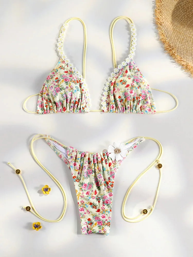 Floral Print Micro Bikini Set
