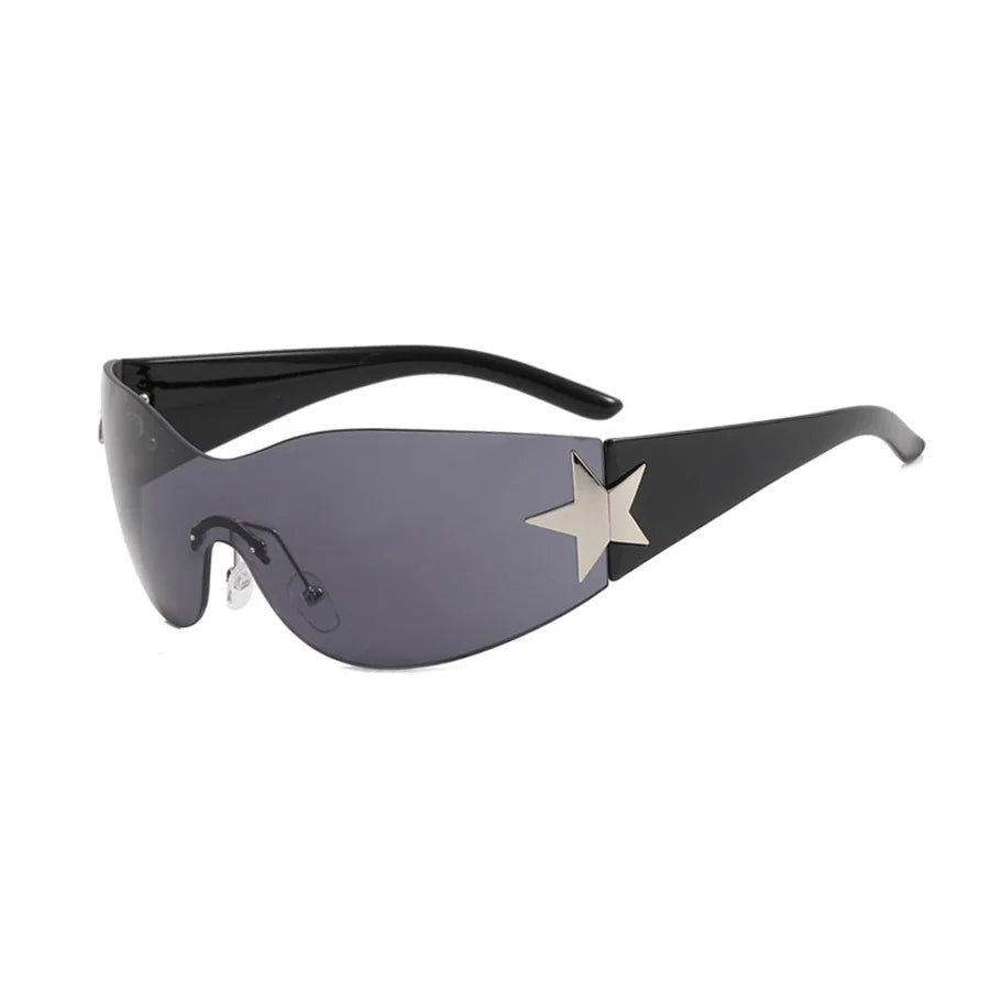 New Women's Rimless Star Decoration Integrated Y2K Hot Girl Style Hip Hop Fashion Sunglasses Beach Party Glasses Men