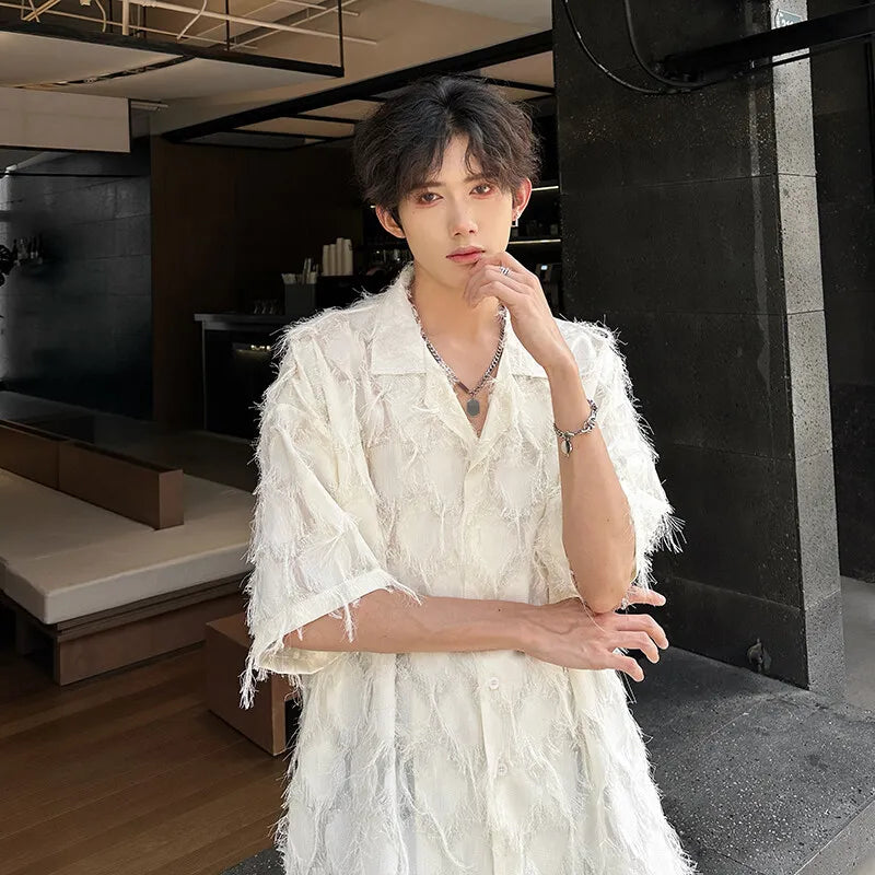 Loose Short‑Sleeve Suit‑Collar Shirt