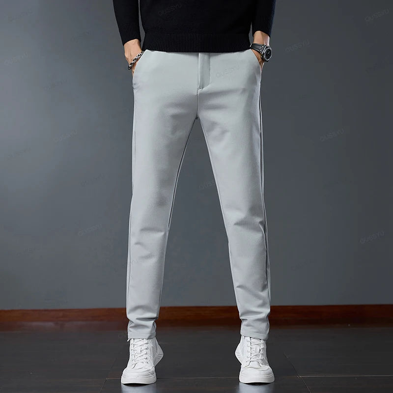 Autumn Winter High Quality Casual Pants Men Business Slim Elastic Waist Jogger Outdoors Korean Thick Classic Work Suit Trousers