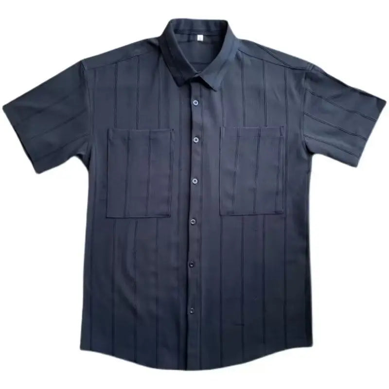 Premium Stripe Jacquard Short‑Sleeve Shirt