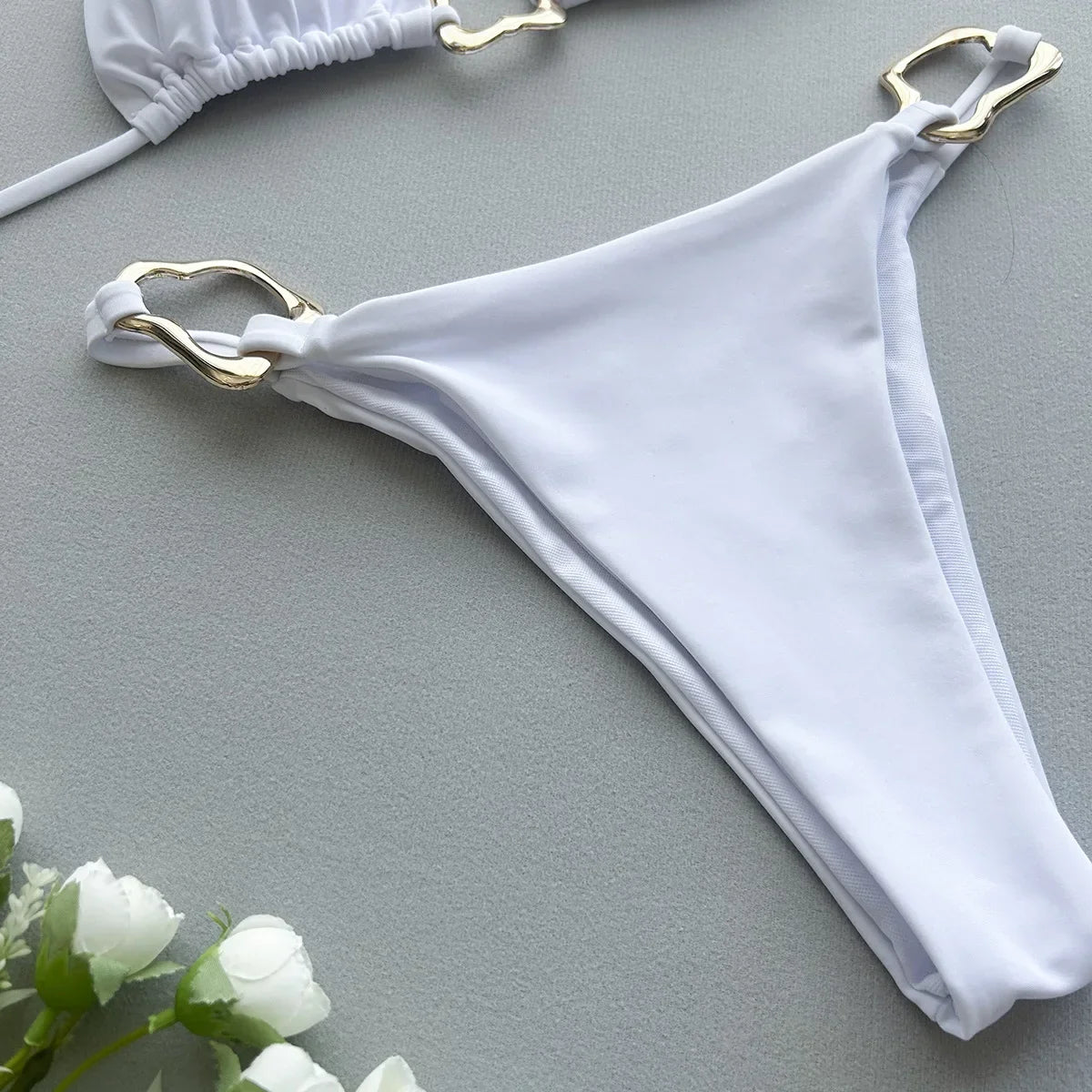 Solid‑Color Lace‑Up Bikini