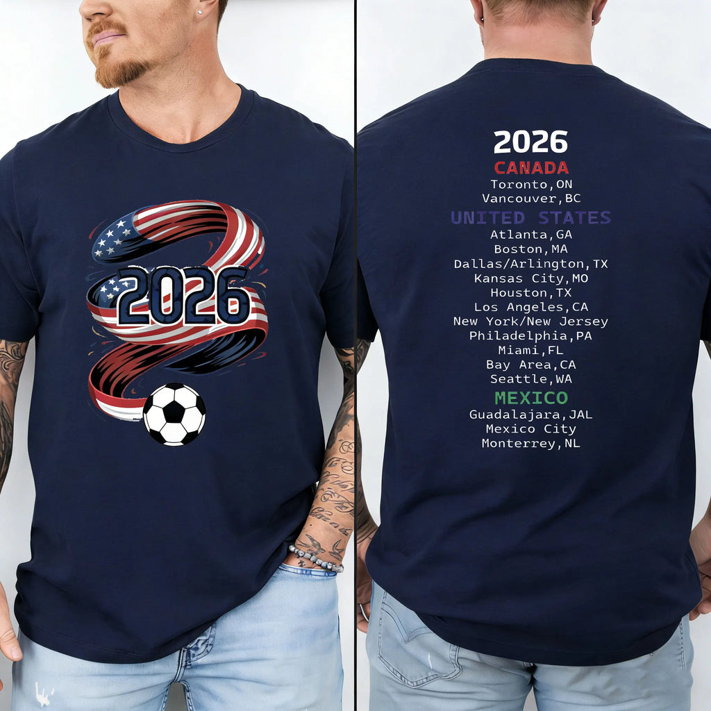 2026 Soccer Part Supplies T-shirts North America Soccer T-Shirt Host Cities List Soccer Fan Gift Shirt Apparel Graphic T Shirts