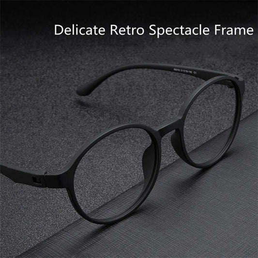 Ultralight TR90 Computer Anti Blue Light Eye Protection Glasses for Women and Men Retro Screw Free Design Round Reading Glasses