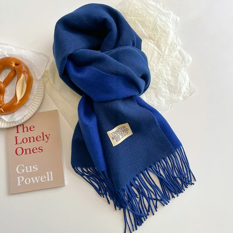 Fashion Solid Cashmere Warm Scarf New Design Pashmina Winter Double Side Diffrent Color Shawl Wraps Bufanda with Tassel Blanket