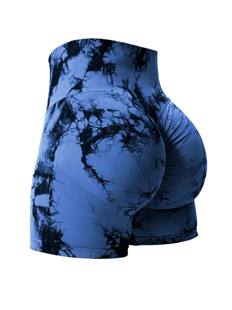 Women’s Tie‑Dye High‑Waist Seamless Gym Shorts – 2PCS Stretch Fitness Shorts, Butt‑Enhancing, Skinny Sport Style