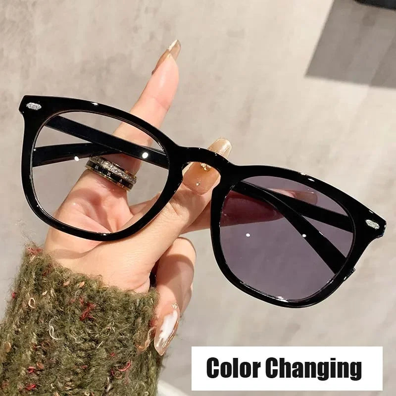 Unisex New Photochromic Glasses Outdoor Color-changing Ordinary Glasses Outdoor UV Blocking Blue Light Computer Glasses