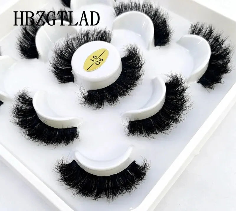 5 Pairs 25mm 3D Mink Eyelashes Bulk Russian Roll Fluffy Natural False Eyelash Dramatic Mink Lashes Makeup Tools Wholesale Lashse