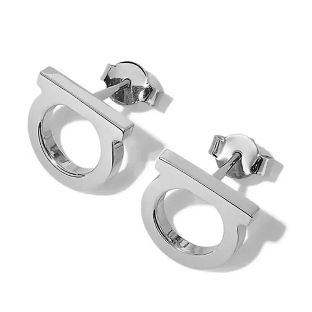 Titanium Steel Minimalist D-Shaped Necklace Bracelet Earrings Set, Plated Women's Collarbone Chain, Personalized Trendy Style