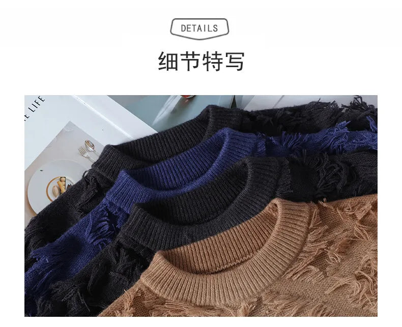 2024 Winter Sweaters for male men thick O-neck sweater men Student youth sweaters autumn Men's wool Casual Knitwear Pullover