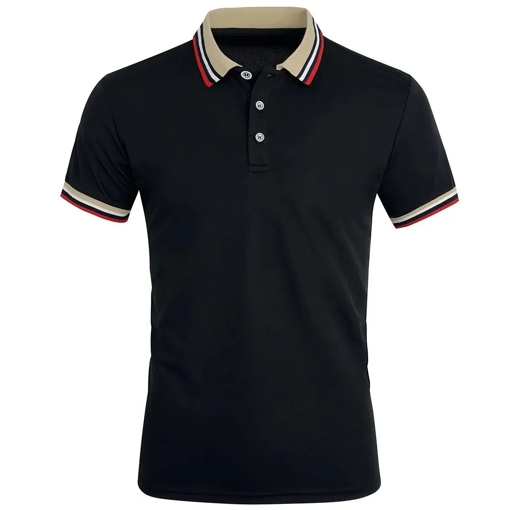Men’s Summer Cotton Polo Shirt – Breathable Solid/Striped Short‑Sleeve Business‑Casual Top