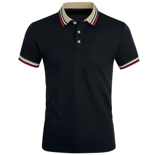Men’s Summer Cotton Polo Shirt – Breathable Solid/Striped Short‑Sleeve Business‑Casual Top
