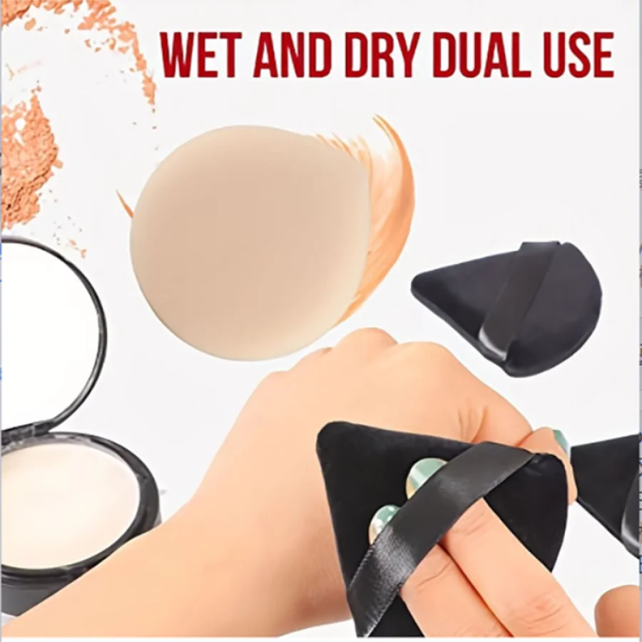 10‑Piece Triangle Powder Puff Set – Soft Plush Wet & Dry Makeup Sponges for Foundation & Loose Powder