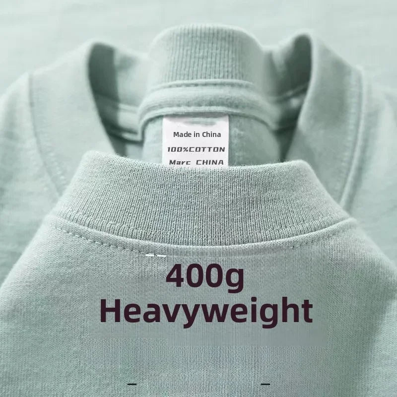 Heavyweight Pure Cotton Oversized T‑Shirt – Tianqing Color Unisex Summer Loose‑Fit Streetwear Tee