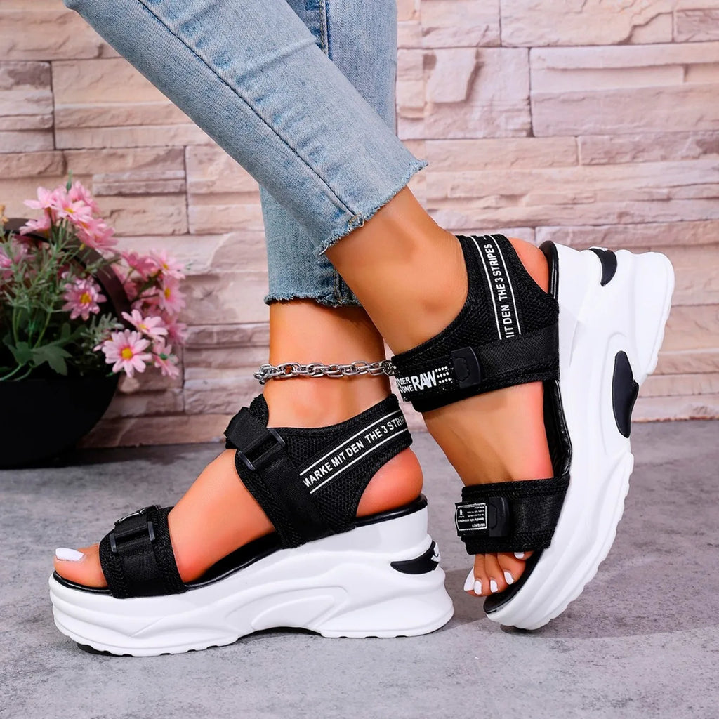 Women’s Platform Wedge Sandals — Lightweight Velcro Beach Sandals Zapatos De Mujer