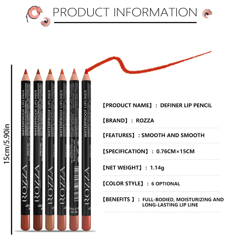 14‑Color Nude Matte Lip Liner Pencil – Long‑Lasting, Waterproof & High‑Pigment Slim Lip Pencil