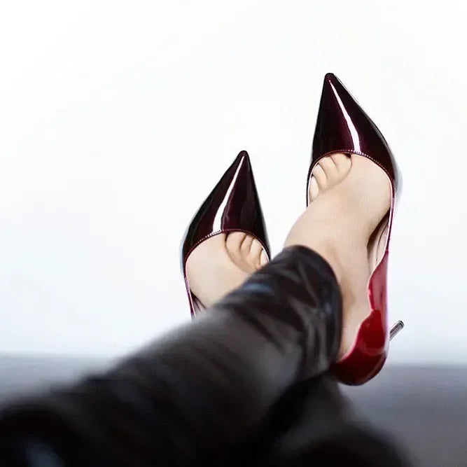 Women’s Gradient Red‑Bottom Leopard High Heels