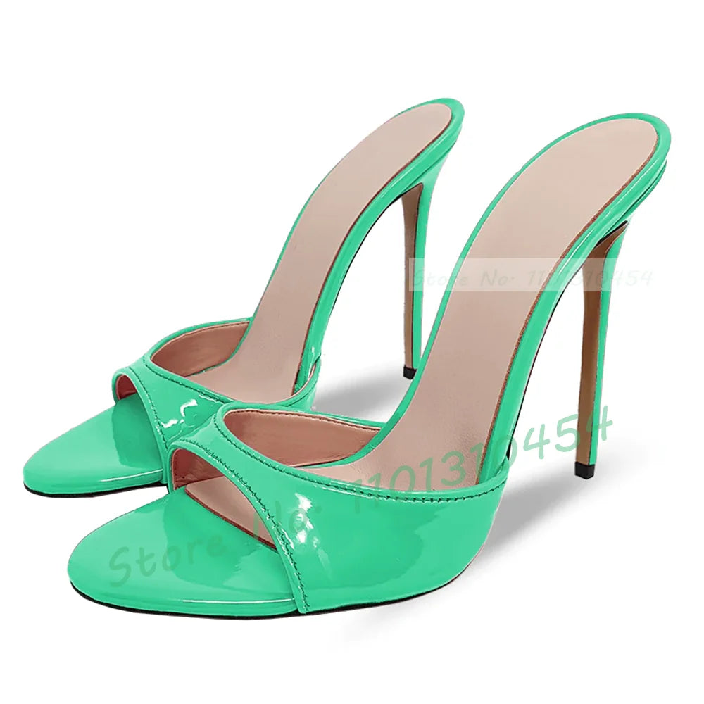 Snake‑Print Open‑Toe Stiletto Slides